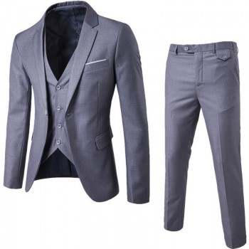 LITTHING Men Suit Fashion Slim Fit Black Wine Linen Wedding Party Smoking Tuxedo Casual Work Wear Suits Jacket+Pants Plus Size