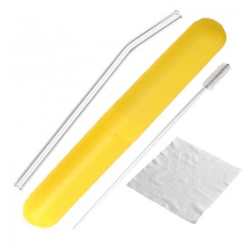 High Quality Glass Drinking Tube Straw Reusable Drinking Straw Bend Pipette Suction Pipe Cleaner Brush Bar Accessories
