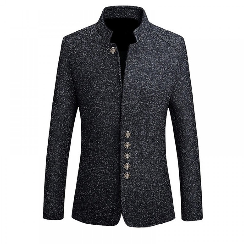 LITTHING Blazer Men 2019 Spring Chinese style Business Casual Stand Collar Male Blazer Slim Fit Mens Blazer Jacket Plus Size 5XL