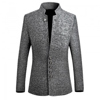 LITTHING Blazer Men 2019 Spring Chinese style Business Casual Stand Collar Male Blazer Slim Fit Mens Blazer Jacket Plus Size 5XL