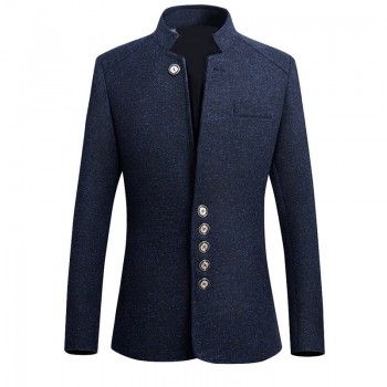 LITTHING Blazer Men 2019 Spring Chinese style Business Casual Stand Collar Male Blazer Slim Fit Mens Blazer Jacket Plus Size 5XL