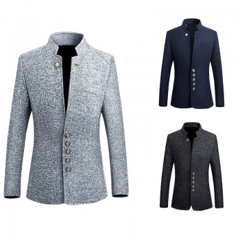 LITTHING Blazer Men 2019 Spring Chinese style Business Casual Stand Collar Male Blazer Slim Fit Mens Blazer Jacket Plus Size 5XL