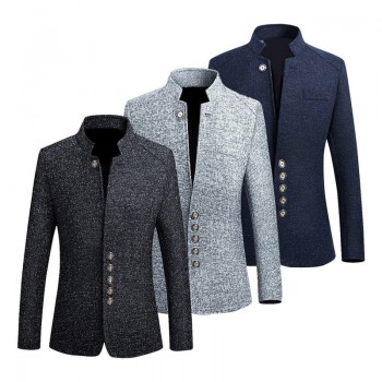 LITTHING Blazer Men 2019 Spring Chinese style Business Casual Stand Collar Male Blazer Slim Fit Mens Blazer Jacket Plus Size 5XL