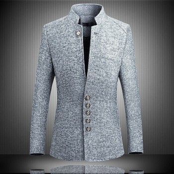 LITTHING Blazer Men 2019 Spring Chinese style Business Casual Stand Collar Male Blazer Slim Fit Mens Blazer Jacket Plus Size 5XL