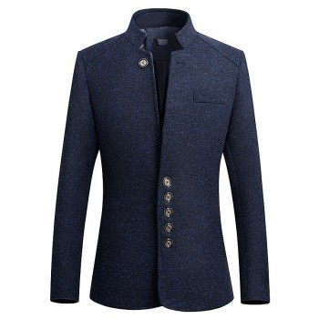 LITTHING Blazer Men 2019 Spring Chinese style Business Casual Stand Collar Male Blazer Slim Fit Mens Blazer Jacket Plus Size 5XL