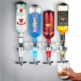 4 Bottle Bar Beverage Liquor Dispenser Alcohol Drink Shot Cabinet Wall Mounted With 6 Screws