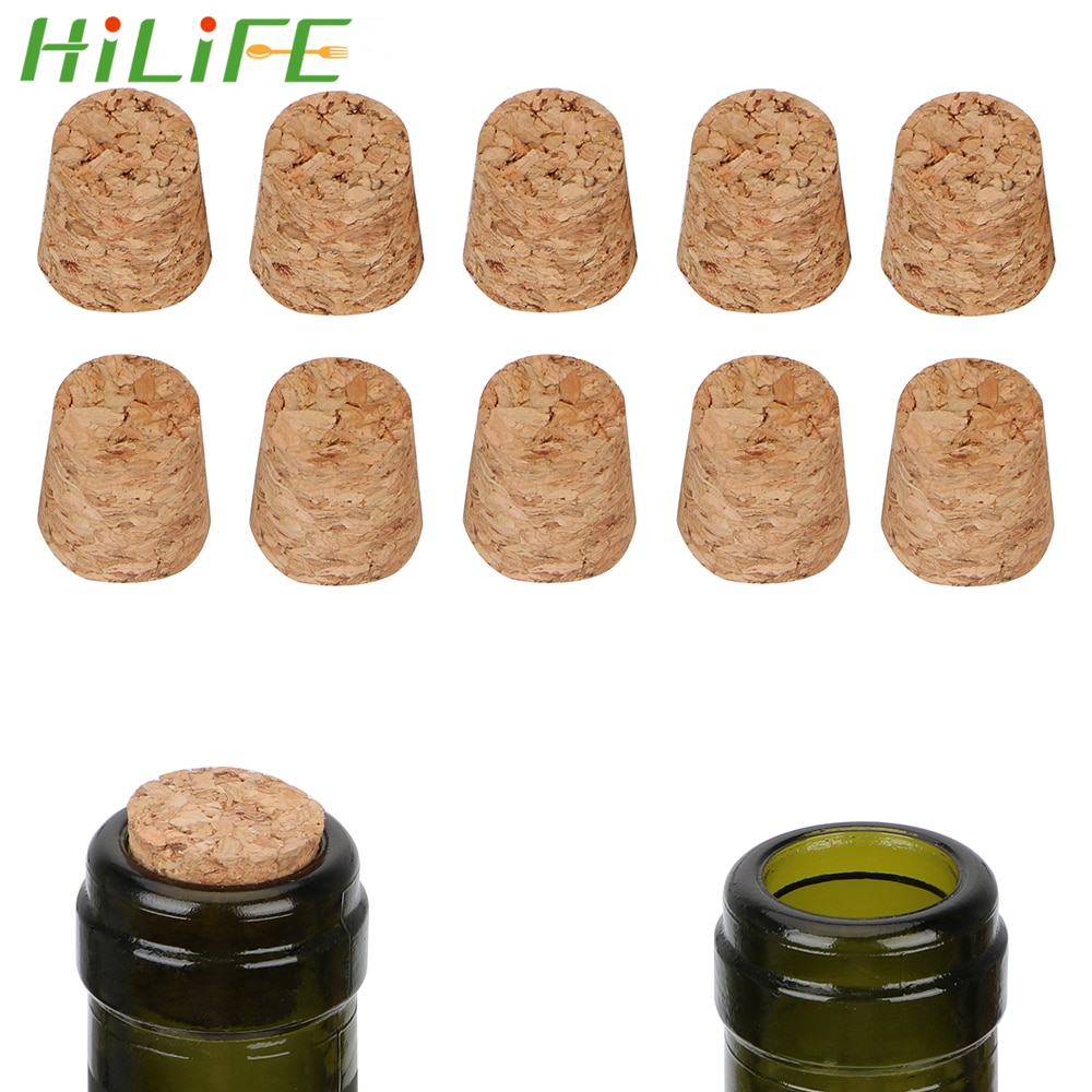 HILIFE 10 piece/set Wooden Wine Cork Wine Bottle Stopper Straight Cork Stopper Bar Tools Barware