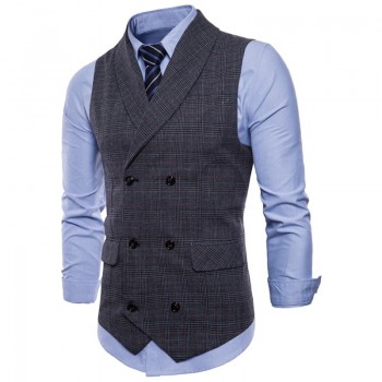 Riinr 2019 Brand Suit Vest Men Jacket Sleeveless Beige Gray Brown Vintage Tweed Vest Fashion Spring Autumn Plus Size Waistcoat