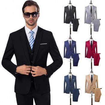 2 Pcs Mens Fashion Plaid Boutique Formal Business Suit Jackets Men Groom Wedding Dress Suit Coats Mens Casual Suit Blazers