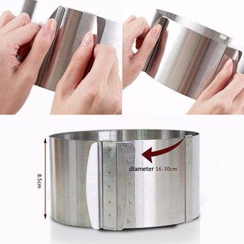 16-30CM Adjustable Stainless Steel Cake Mold Cookie Fondant Mousse Ring Baking Tool Cake Mould Round Cake Decorating Tools
