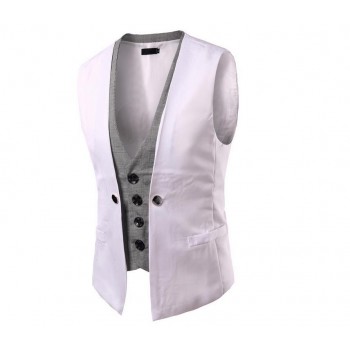 SUKIWML 2017 New Men Cest Wedding Slim Fit Faker Two Pieces Colete Social Masculino Mens Double Vest Party Gilet Costume Homme