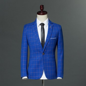 Plaid Leisure Blazer Men Slim Fit Single Button 2018 New Brand Clothing Blazer Jackets M- 5XL Casual Office Blazer Masculino