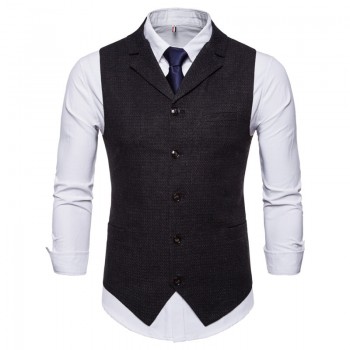 Riinr New Mens Business Casual Slim Fit Vests High Quality Spring Autumn Fashion Solid Color Single Buttons Men Vests Male Suit