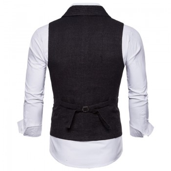 Riinr New Mens Business Casual Slim Fit Vests High Quality Spring Autumn Fashion Solid Color Single Buttons Men Vests Male Suit