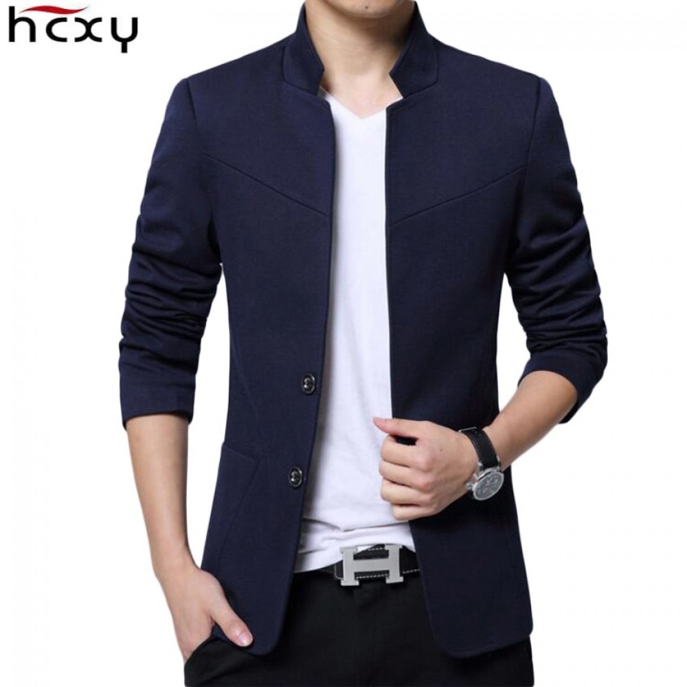 HCXY Blazer Men 2017 High Quality  Suit Jacket Men New Style Stand Collar Male Blazer Slim Fit Mens Blazer  Plus Size M-5XL