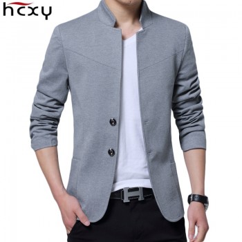 HCXY Blazer Men 2017 High Quality  Suit Jacket Men New Style Stand Collar Male Blazer Slim Fit Mens Blazer  Plus Size M-5XL