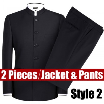 Black Chinese Tunic Suit Mens Traditional Stand Collar Suits Apec Leader Costume Male Embroidery Dragon Totem Suit Big size 4XL
