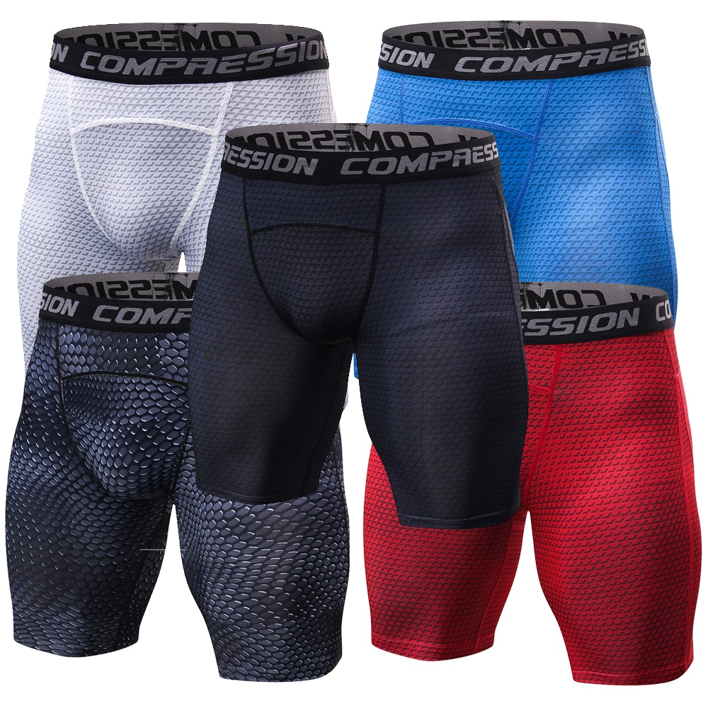 2018 Beach Summer Compression Shorts Men Fashion 3D Print Short Leggings Crossfit Joggers Quick-drying Skinny Fitness Shorts Men