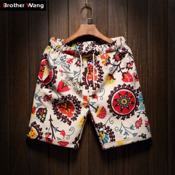 Mens Beach Shorts new fashion Linen Leisure shorts Loose Straight Comfortable Bermuda Men summer shorts Brand Large size M-5XL