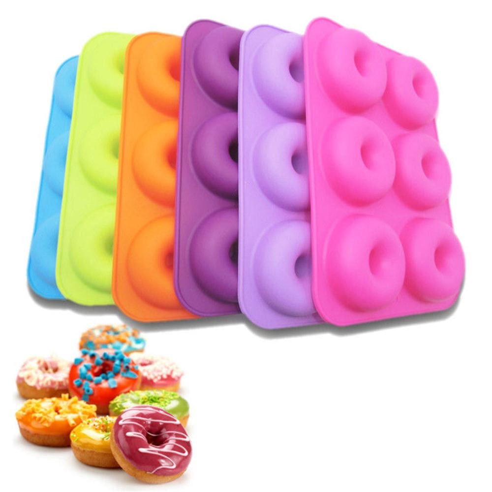 Baking Silicone Mold 6-Cavity Silicone Donut Baking Pan Non-Stick Donut Mold Safe Baking Tray Maker  Cake Biscuit Bagels Muffins