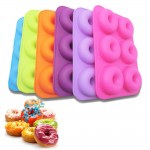 Baking Silicone Mold 6-Cavity Silicone Donut Baking Pan Non-Stick Donut Mold Safe Baking Tray Maker  Cake Biscuit Bagels Muffins