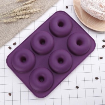 Baking Silicone Mold 6-Cavity Silicone Donut Baking Pan Non-Stick Donut Mold Safe Baking Tray Maker  Cake Biscuit Bagels Muffins