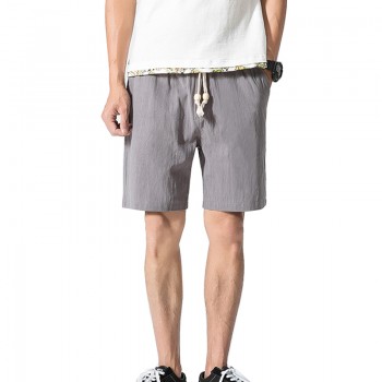 2018 Summer casual Shorts Men Linen Cotton solid loose man Drawstring soft Comfortable Flax shorts bermuda plus size 5XL K66