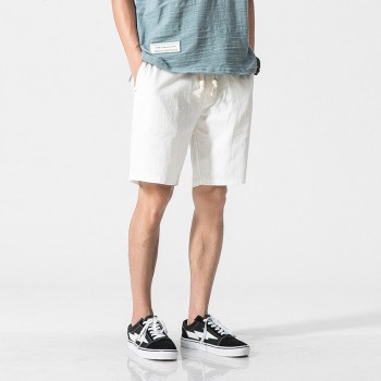 2018 Summer casual Shorts Men Linen Cotton solid loose man Drawstring soft Comfortable Flax shorts bermuda plus size 5XL K66