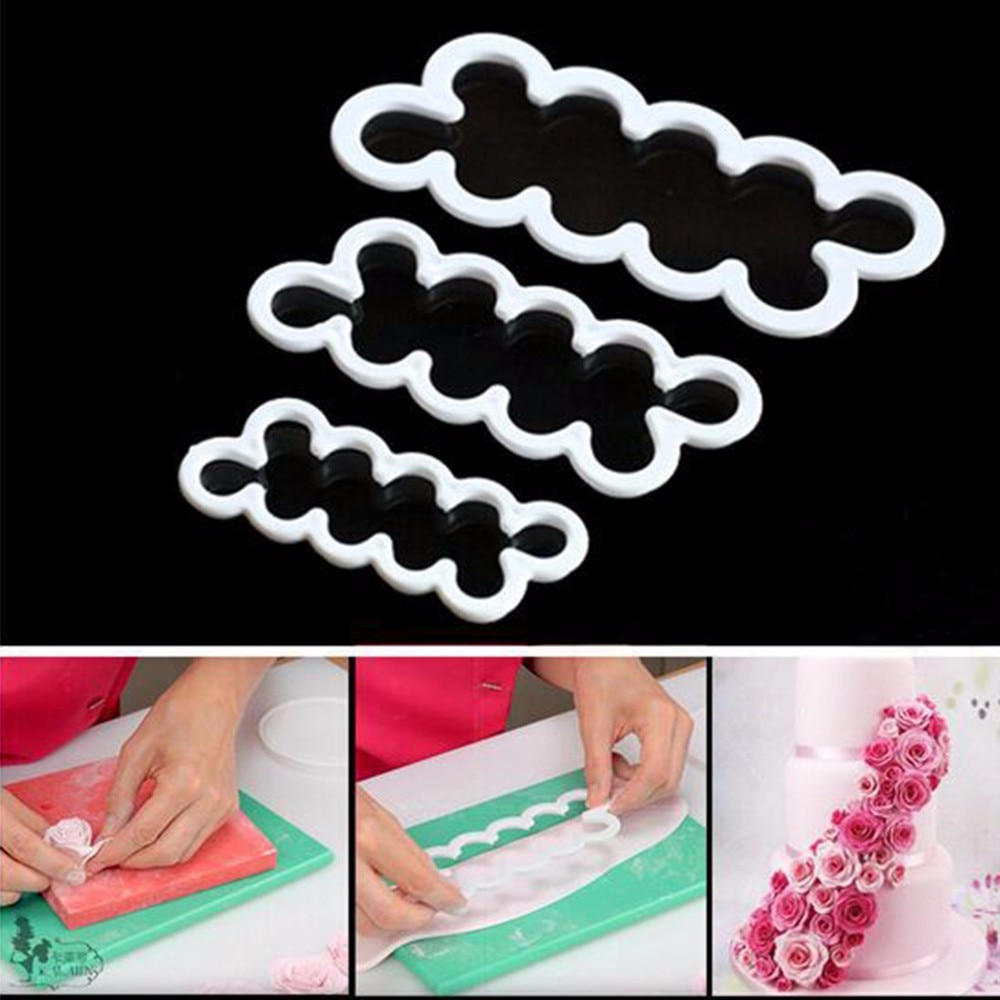 3 pcs/set Rose Flower Cake Molds Plastic White Rose Flower Fondant Cutter Cake Decorating Molds Biscuit Cutter Free Shipping