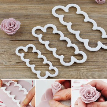 3 pcs/set Rose Flower Cake Molds Plastic White Rose Flower Fondant Cutter Cake Decorating Molds Biscuit Cutter Free Shipping