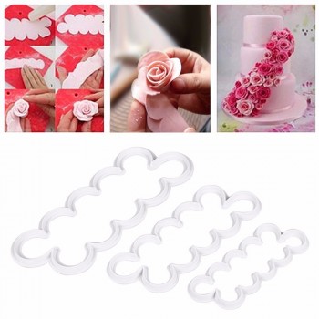 3 pcs/set Rose Flower Cake Molds Plastic White Rose Flower Fondant Cutter Cake Decorating Molds Biscuit Cutter Free Shipping