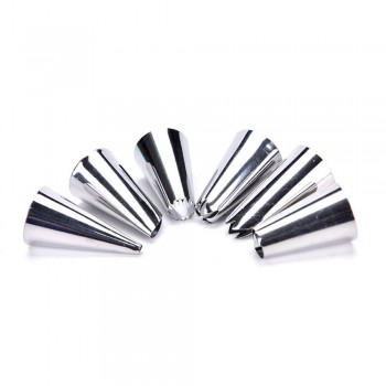 8 PCS/set Silicone Kitchen Accessories Icing Piping Cream Pink Pastry Bag + 6 Stainless Steel Nozzle DIY Cake Decorating Tips