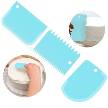 Wholesale New 3pcs Irregular Tooth Edge DIY Cake Scraper Cream Scraper Set Cake Mold Tool Freeship