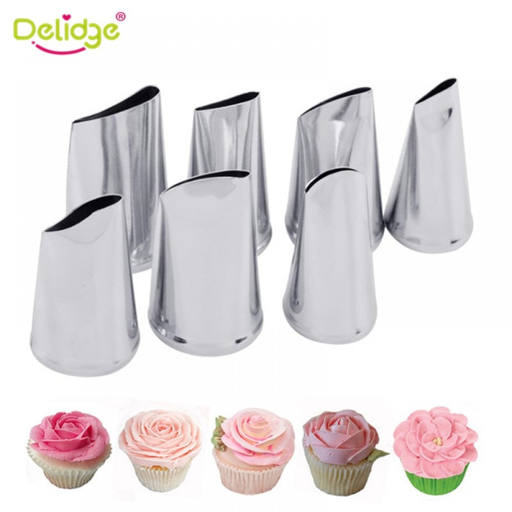 Delidge 7pcs/set Cake Decorating Tips Set Cream Icing Piping Sugarcraft Rose Nozzle Pastry Tools Fondant Decorating Tools