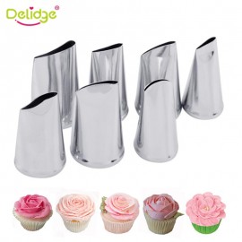 Delidge 7pcs/set Cake Decorating Tips Set Cream Icing Piping Sugarcraft Rose Nozzle Pastry Tools Fondant Decorating Tools