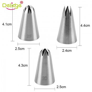 Delidge 3pcs/set Big Size Cream Cake Icing Piping Russian Nozzles Pastry Tips Stainless Steel Fondant Cake Decorating Tools
