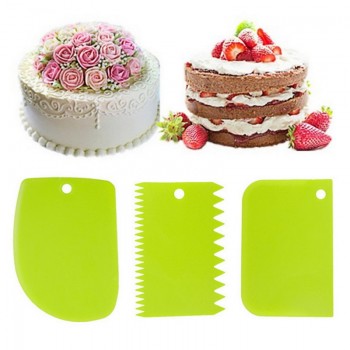 HIFUAR 3PCs/set Plastic Scraper Cake Smoother Edge Side High Quality Decorating Baking Spatulas Tools Fondant pastry cutters
