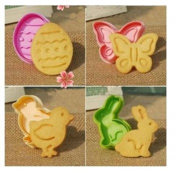 4 Pcs/ Set Cute Butterfly,Rabbit Cartoon Sugarcraft Cake Mold Fondant Cookie Cutter Decoration Baking Tools Easter Eggs Mold