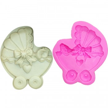 M911 Sugarcraft Baby car Carriage Silicone mold Bow tie fondant mold cake decorating tools chocolate gumpaste mold