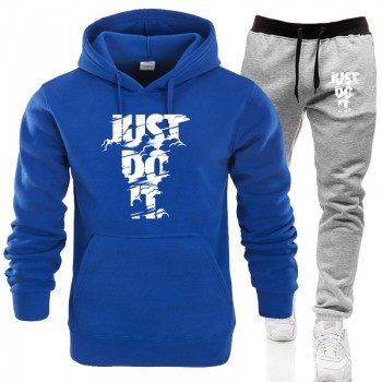 2019 New Hoodies Men Two Piece jacket+ joggers sweatpants Winter thermal Sweatshirts Suit Male chandal hombre jogging homme
