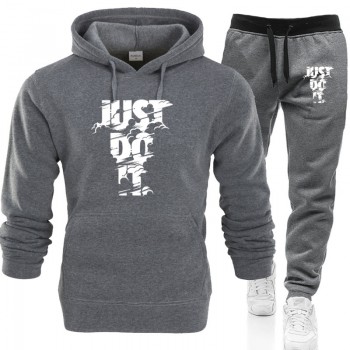 2019 New Hoodies Men Two Piece jacket+ joggers sweatpants Winter thermal Sweatshirts Suit Male chandal hombre jogging homme