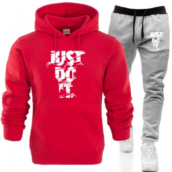 2019 New Hoodies Men Two Piece jacket+ joggers sweatpants Winter thermal Sweatshirts Suit Male chandal hombre jogging homme