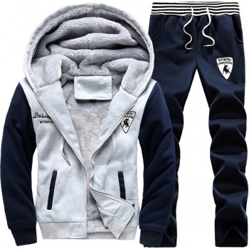 Brand New Men Set Fashion Winter Tracksuits Thick Lined Hoodies Sweatshirt + Pants Track Suit Mens Sportswear Sweat Suit