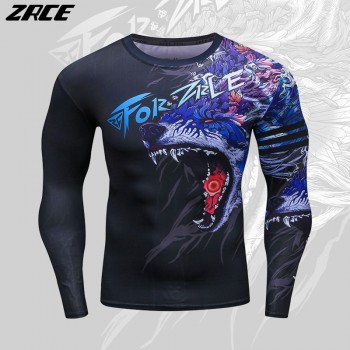 ZRCE 2017 Costume 3d Two Piece Set Wolf Cosplay Plus Size Skinny Men Compression Jerseys Funny T Shirt Fashion Full Men Suits