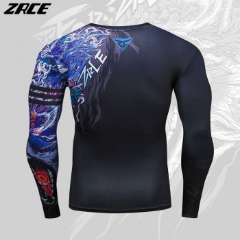 ZRCE 2017 Costume 3d Two Piece Set Wolf Cosplay Plus Size Skinny Men Compression Jerseys Funny T Shirt Fashion Full Men Suits