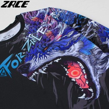 ZRCE 2017 Costume 3d Two Piece Set Wolf Cosplay Plus Size Skinny Men Compression Jerseys Funny T Shirt Fashion Full Men Suits