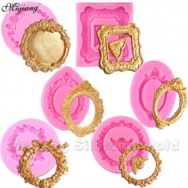 DIY Mirror Fondant Cake Decorating Tools Frame  Cupcake Chocolate Wedding Cake Border Silicone Molds Kitchen Baking Moulds