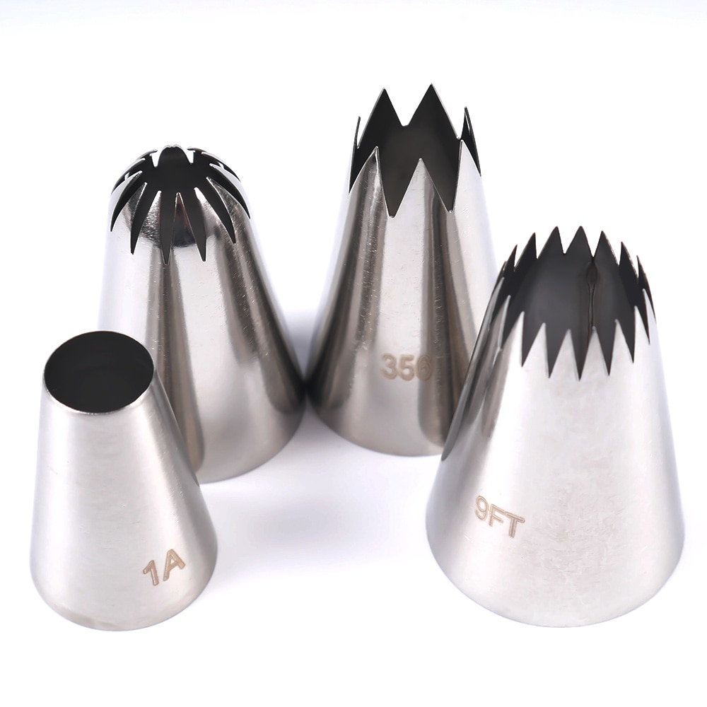 4 Pcs Large Icing Piping Nozzle Russian Pastry Tips Baking Tools Cakes Decoration Set Stainless Steel Nozzles Cupcake