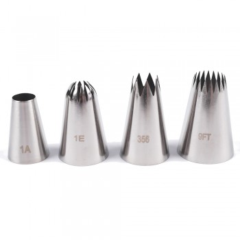 4 Pcs Large Icing Piping Nozzle Russian Pastry Tips Baking Tools Cakes Decoration Set Stainless Steel Nozzles Cupcake