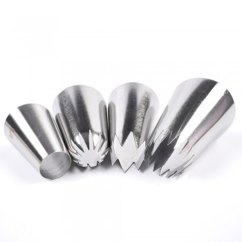 4 Pcs Large Icing Piping Nozzle Russian Pastry Tips Baking Tools Cakes Decoration Set Stainless Steel Nozzles Cupcake